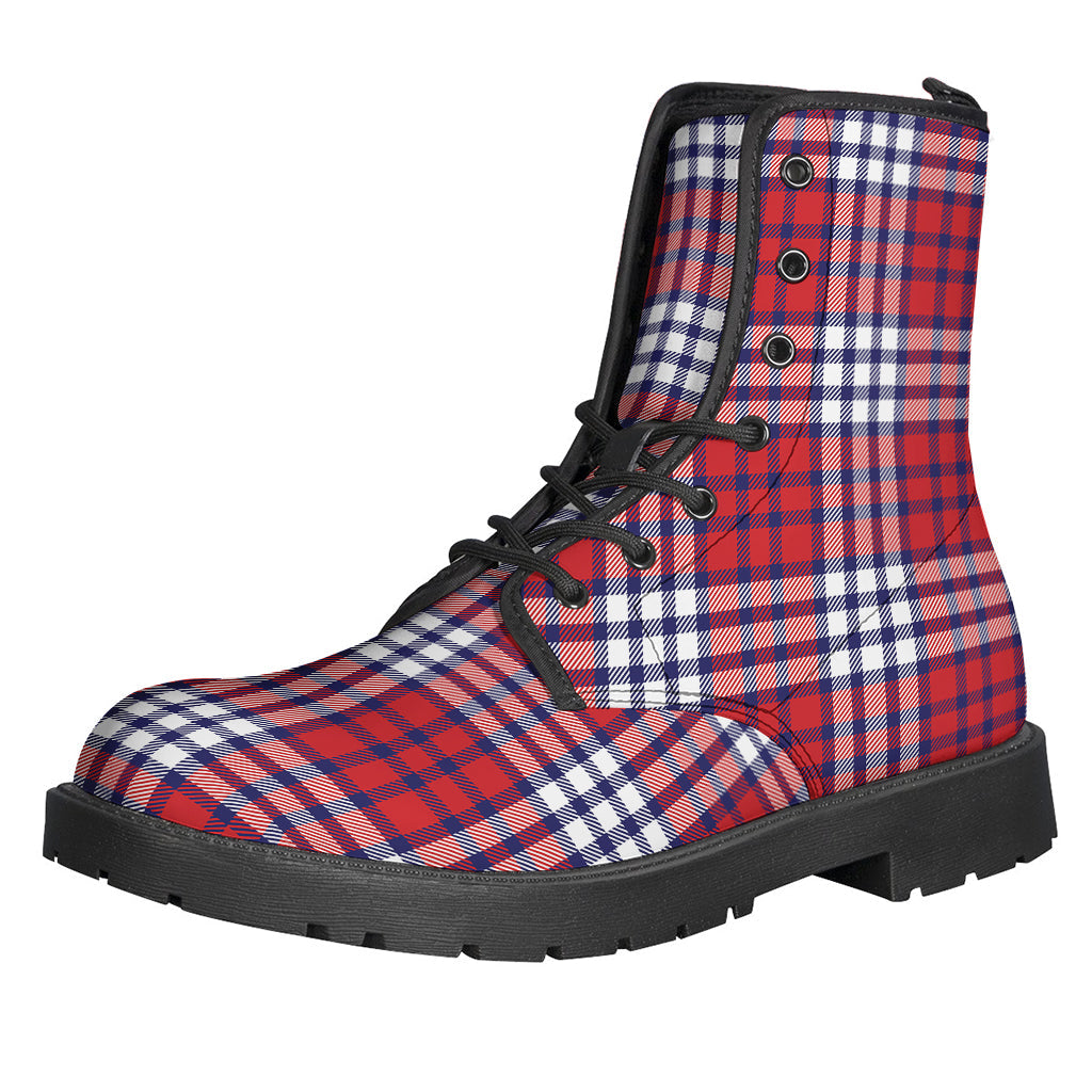 USA Plaid Leather Lightweight Boots for Stylish Hippies - 1