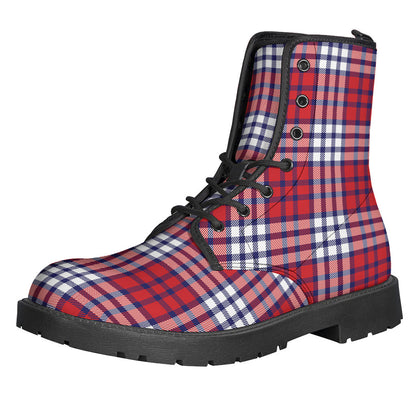 USA Plaid Leather Lightweight Boots for Stylish Hippies - 1