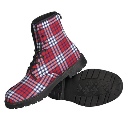 USA Plaid Leather Lightweight Boots for Stylish Hippies - 2