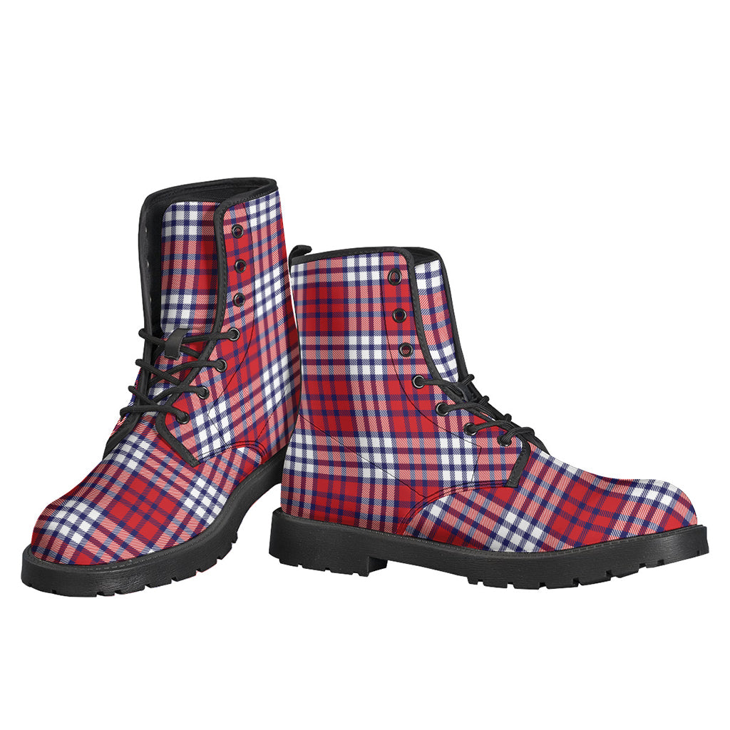 USA Plaid Leather Lightweight Boots for Stylish Hippies - 3