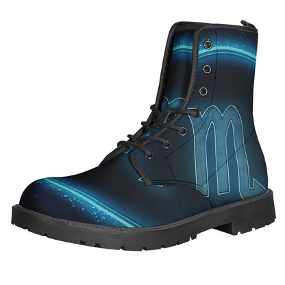 Blue Scorpio Zodiac Sign Leather Lightweight Boots for the Free-Spirited Hippie - 1