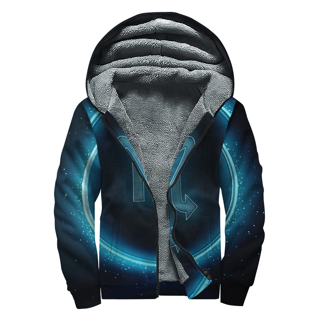 Blue Scorpio Zodiac Sign Sherpa Hoodie: Embrace Your Inner Hippie Style - 1