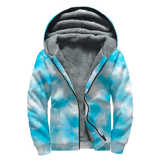 Groovy Blue Shibori Tie-Dye Sherpa Hoodie for Free-Spirited Hippies - 1