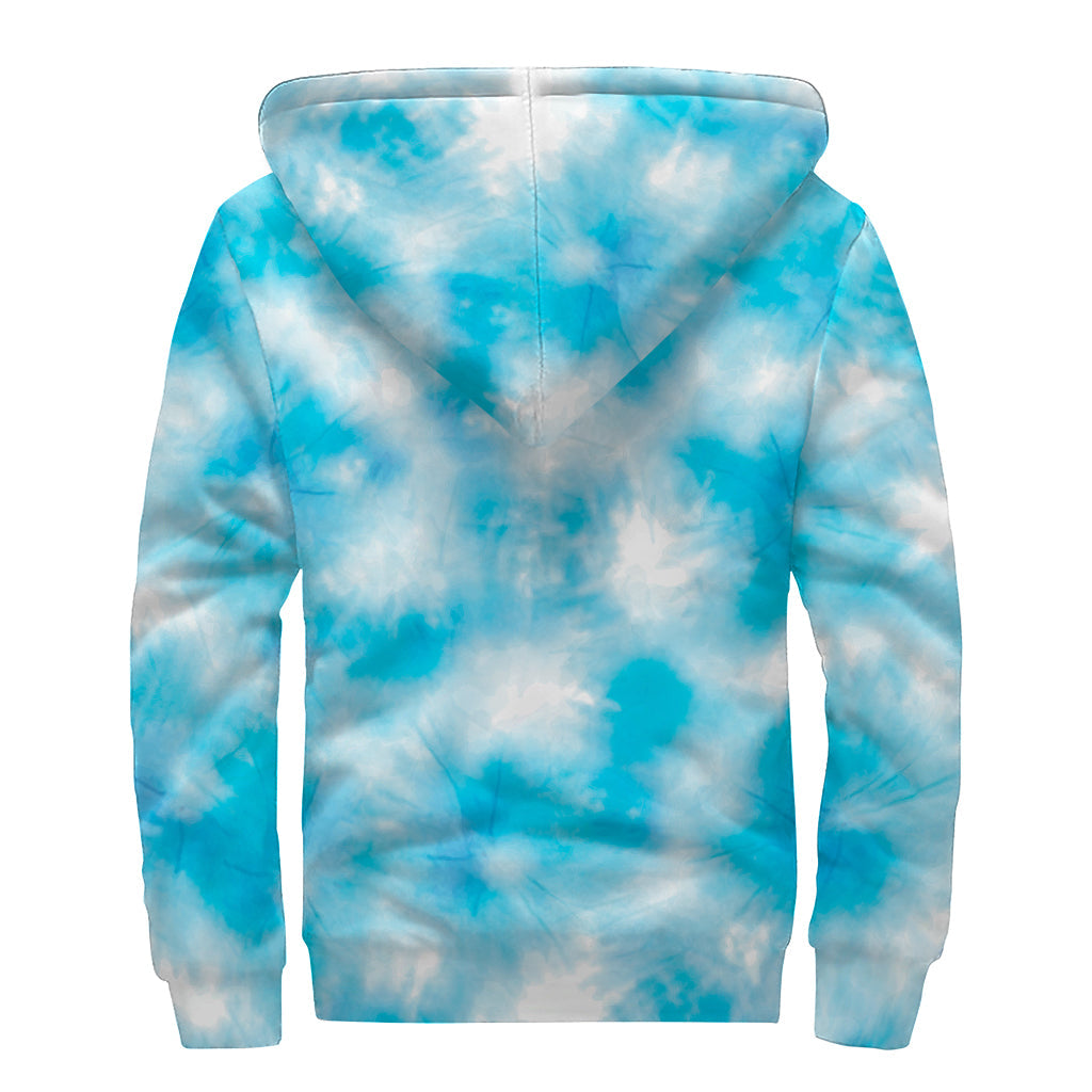 Groovy Blue Shibori Tie-Dye Sherpa Hoodie for Free-Spirited Hippies - 2