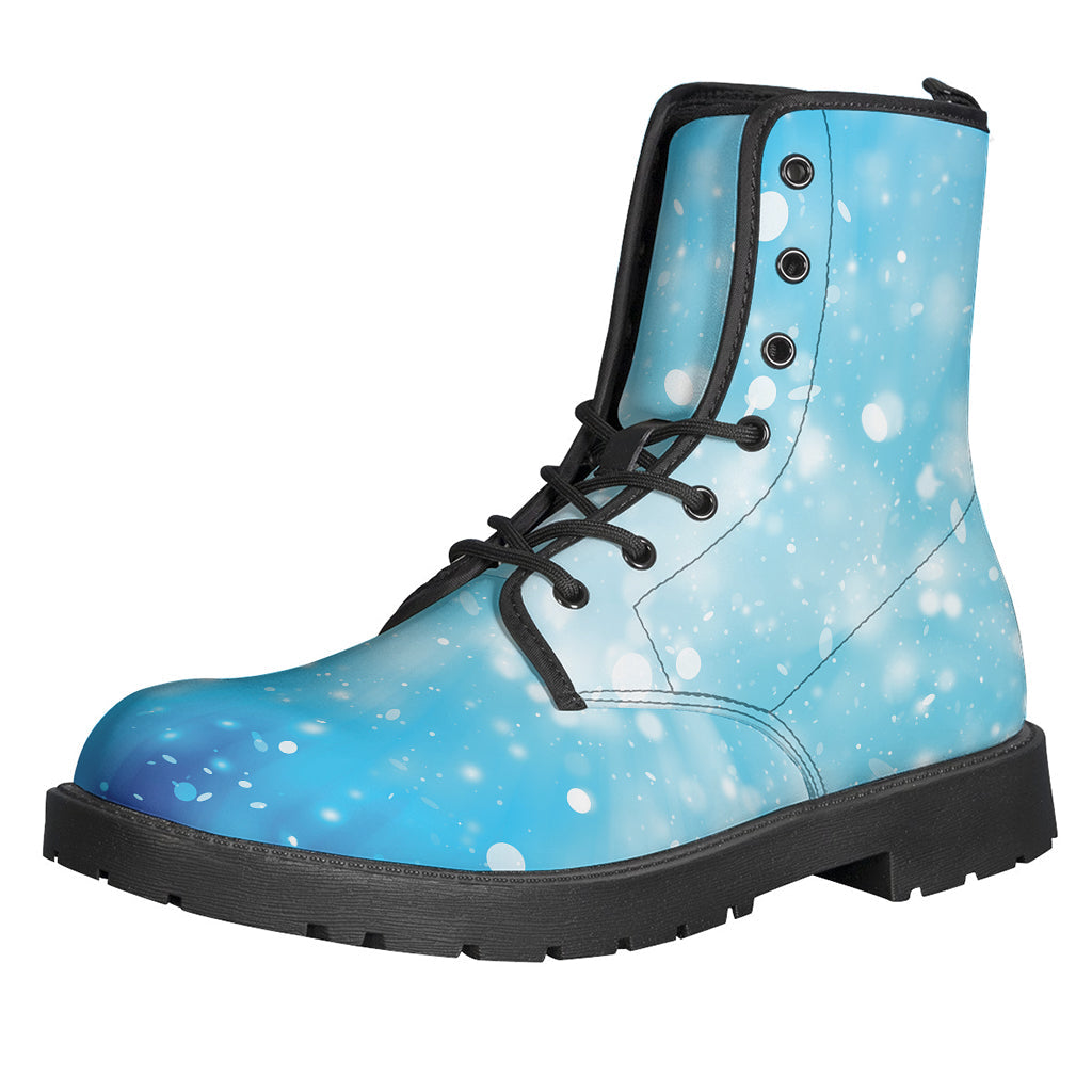 Blue Sparkle Light Print Leather Boots for free-spirited hippies - 1