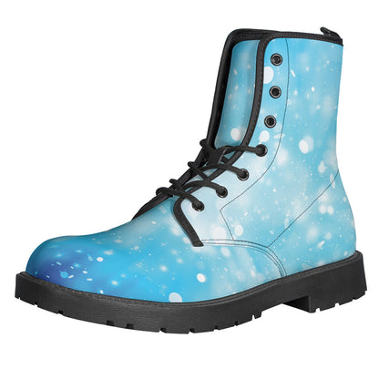 Blue Sparkle Light Print Leather Boots for free-spirited hippies - 1