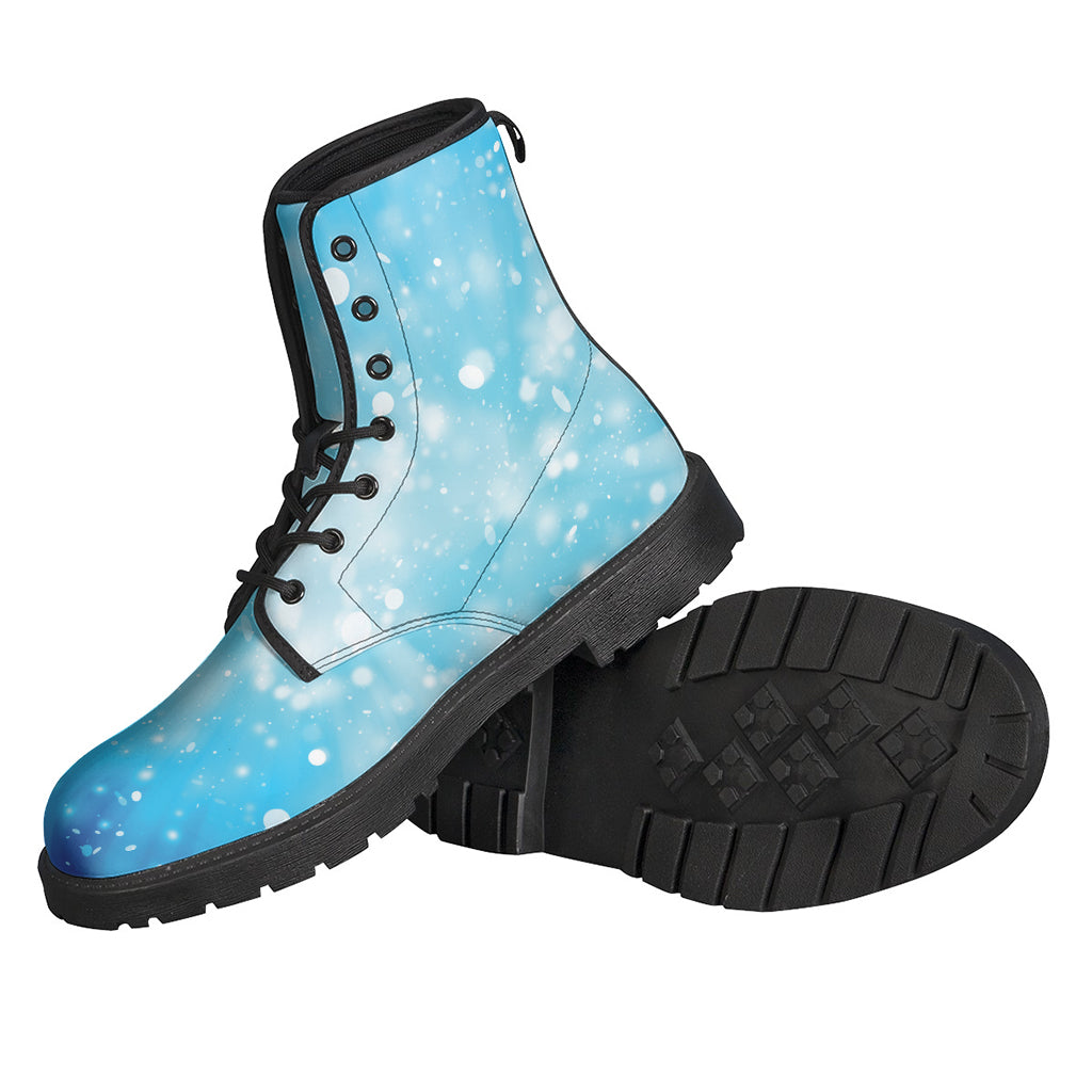 Blue Sparkle Light Print Leather Boots for free-spirited hippies - 2