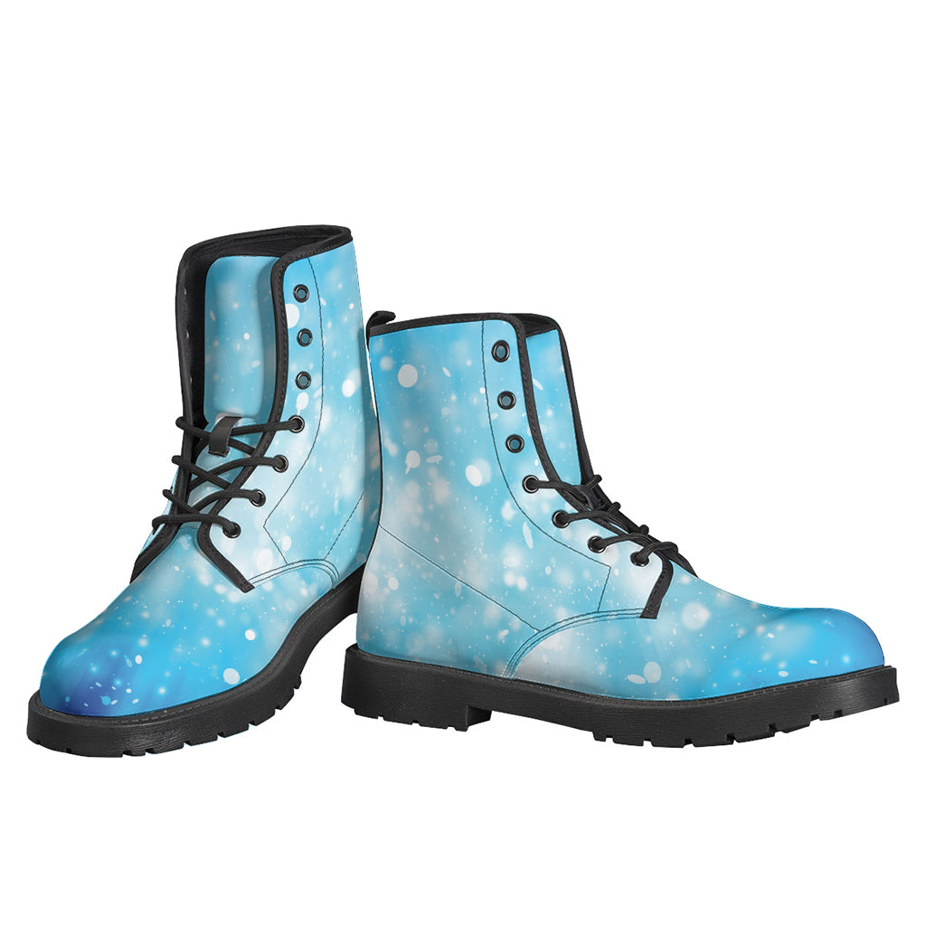 Blue Sparkle Light Print Leather Boots for free-spirited hippies - 3