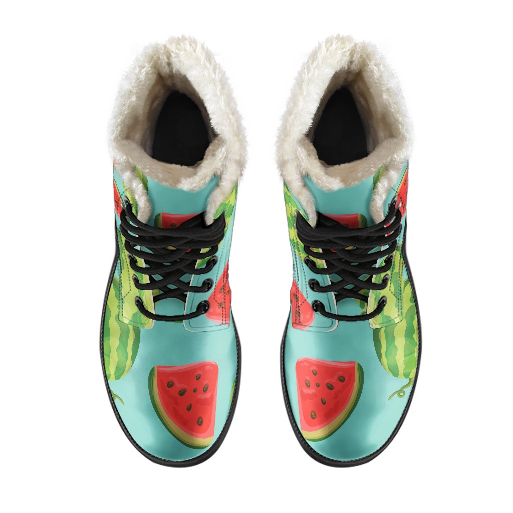 Summer Watermelon Pattern Faux Fur Leather Hippie Boots - 4