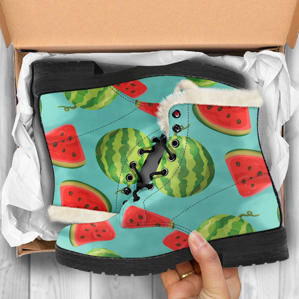 Summer Watermelon Pattern Faux Fur Leather Hippie Boots - 5