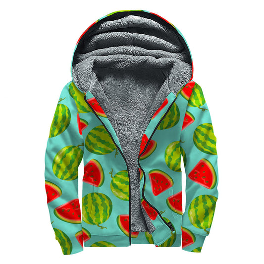 Summer Watermelon Dream: Hippies Sherpa Lined Zip Up Hoodie - 1