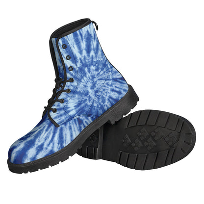 Blue Tie-Dye Leather Boots for Free-Spirited Hippies - 2