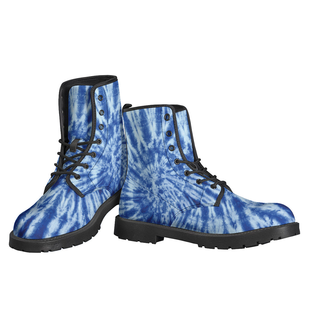 Blue Tie-Dye Leather Boots for Free-Spirited Hippies - 3