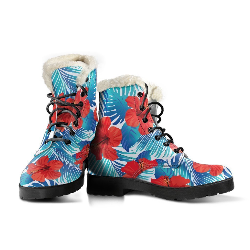 Tropical Vibes Faux Fur Leather Boots for Groovy Hippies - 3