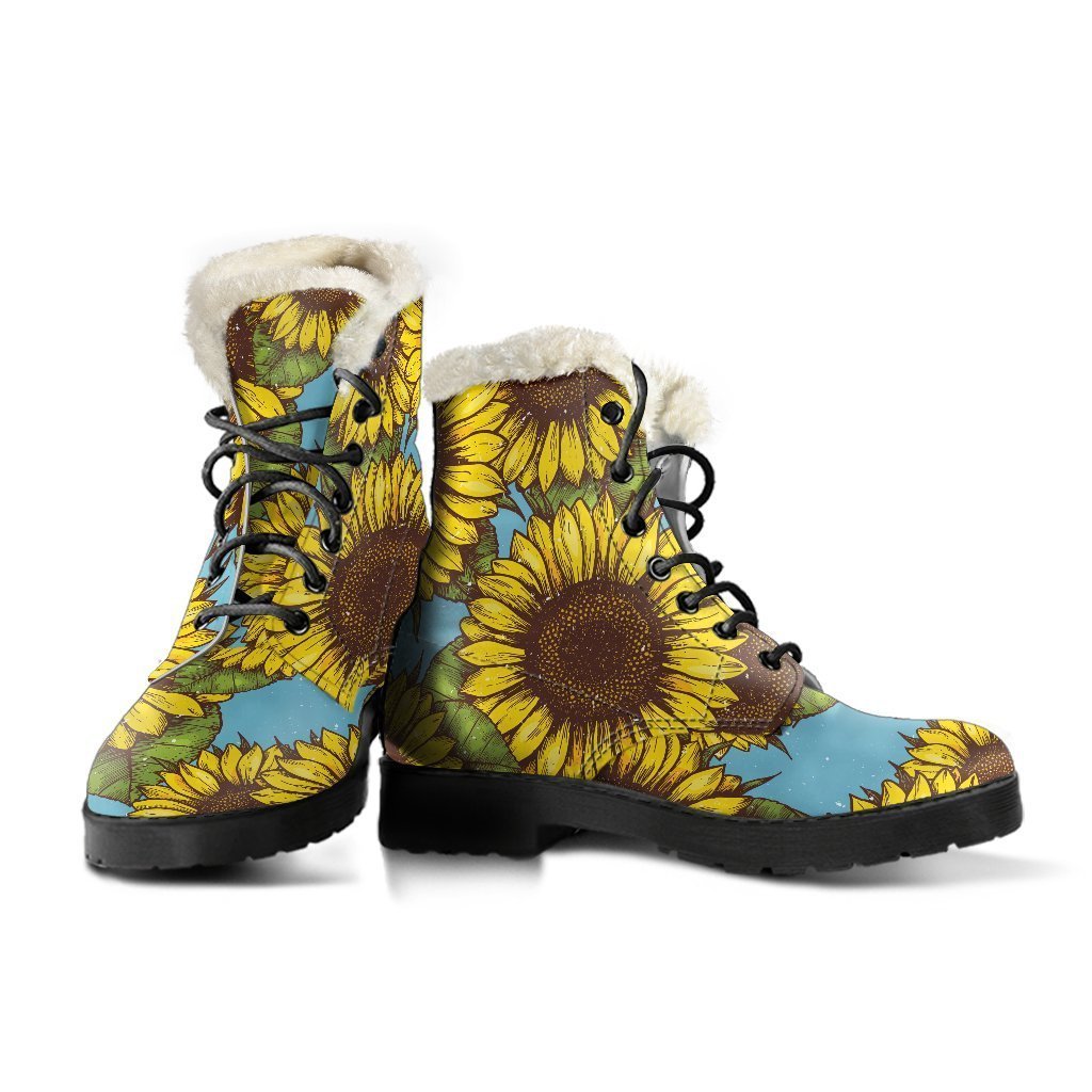 Groovy Sunflower Power Faux Fur Leather Boots - 3