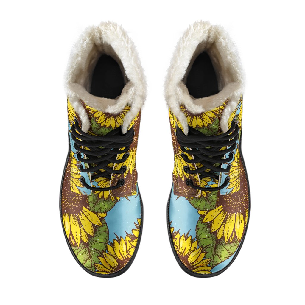 Groovy Sunflower Power Faux Fur Leather Boots - 4