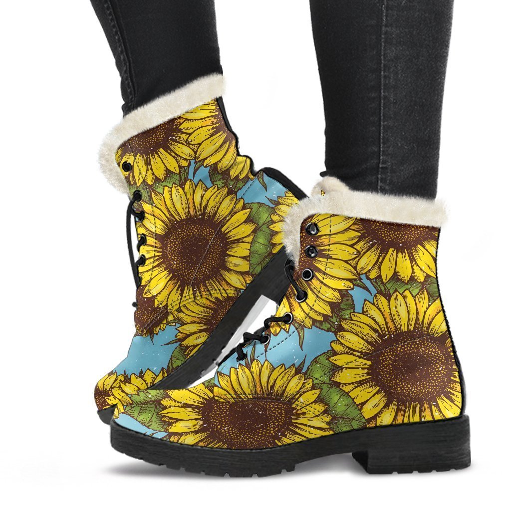 Groovy Sunflower Power Faux Fur Leather Boots - 1