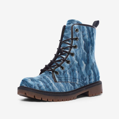 Emerald Blossoms - Blue Waves Vegan Leather Boots For Hippies