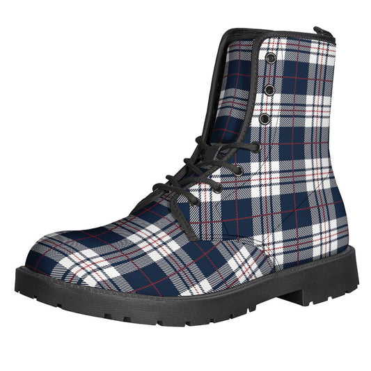 Groovy Tartan Print Lightweight Leather Boots for Hippy Vibes - 1