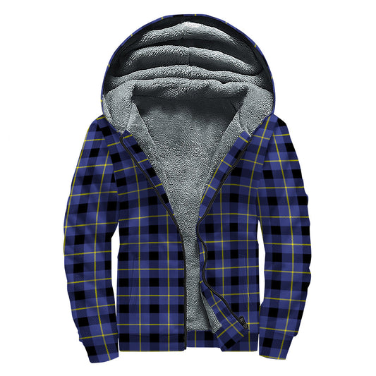 Groovy Blues: Blue, Yellow, and Black Plaid Print Sherpa Lined Zip Up Hoodie - 1