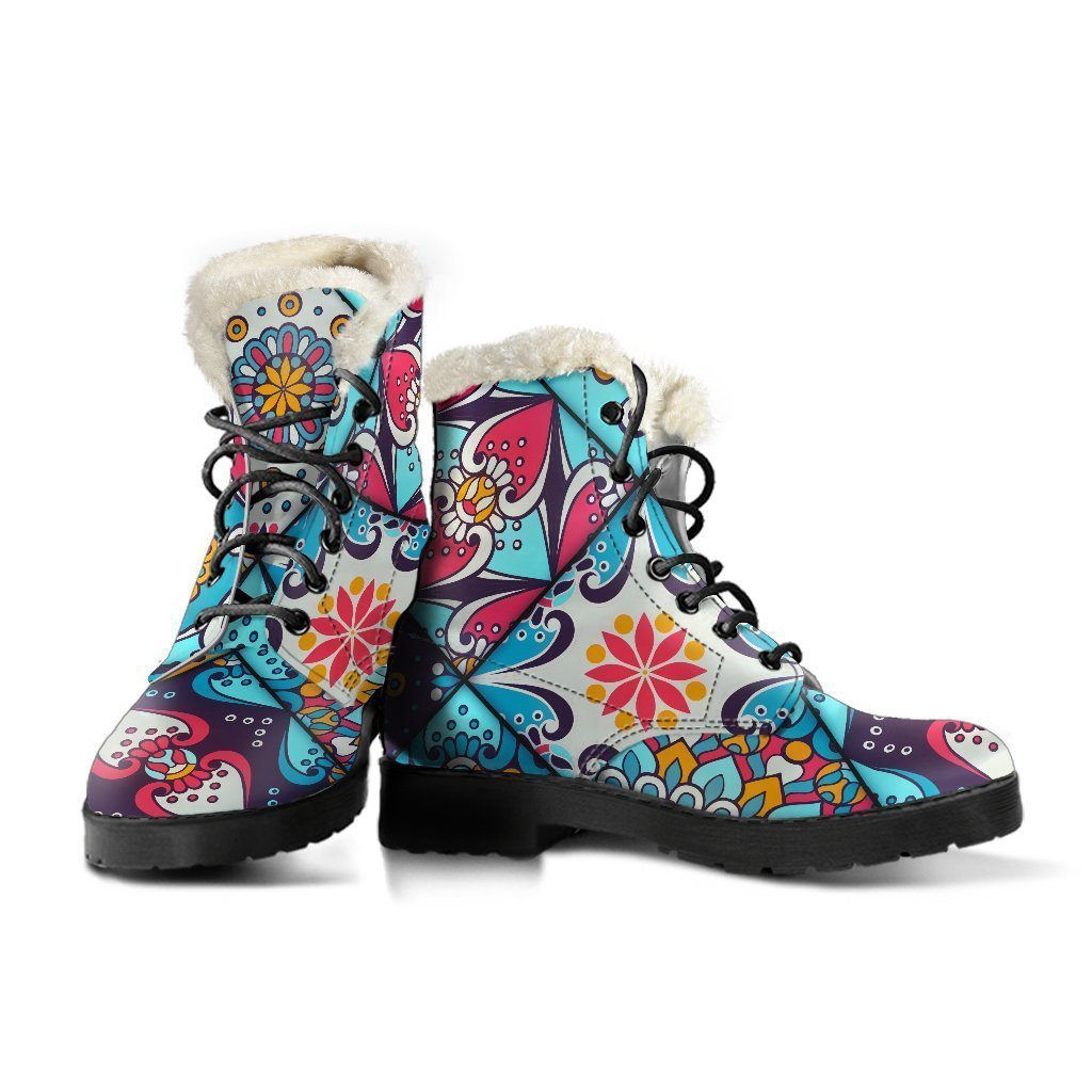 Bohemian Bliss Faux Fur Leather Boots for Hippie Souls - 3