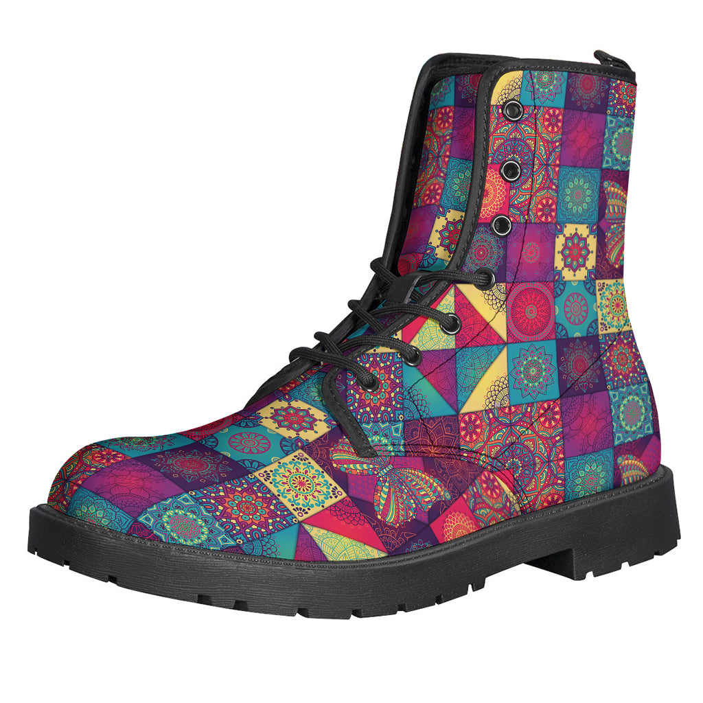 Bohemian Patchwork Leather Boots for Free-Spirited Hippies - 1