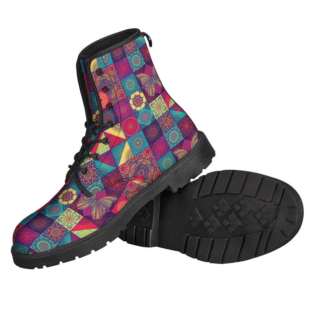 Bohemian Patchwork Leather Boots for Free-Spirited Hippies - 2