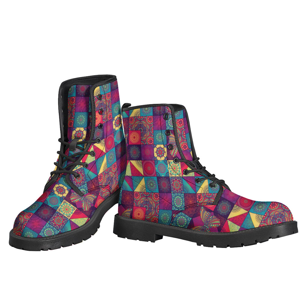 Bohemian Patchwork Leather Boots for Free-Spirited Hippies - 3