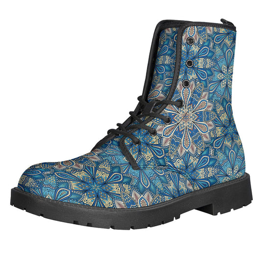 Groovy Mandala Floral Leather Boots for the Free-Spirited Hippie - 1