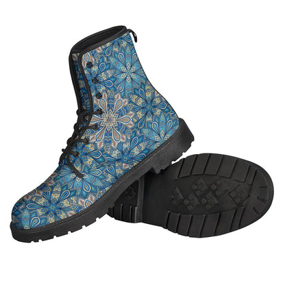 Groovy Mandala Floral Leather Boots for the Free-Spirited Hippie - 2