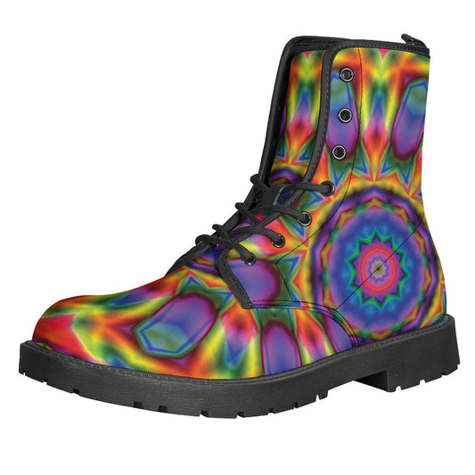 Boho Kaleidoscope Leather Boots: The Ultimate Hippie Style Statement - 1