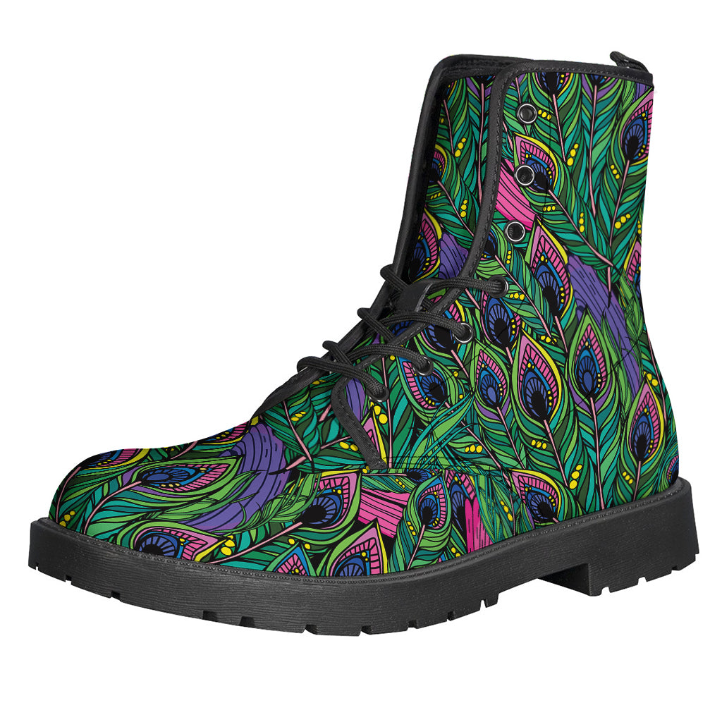 Boho Feathered Bliss: Leather Lightweight Boots for the Hippie Soul - 1