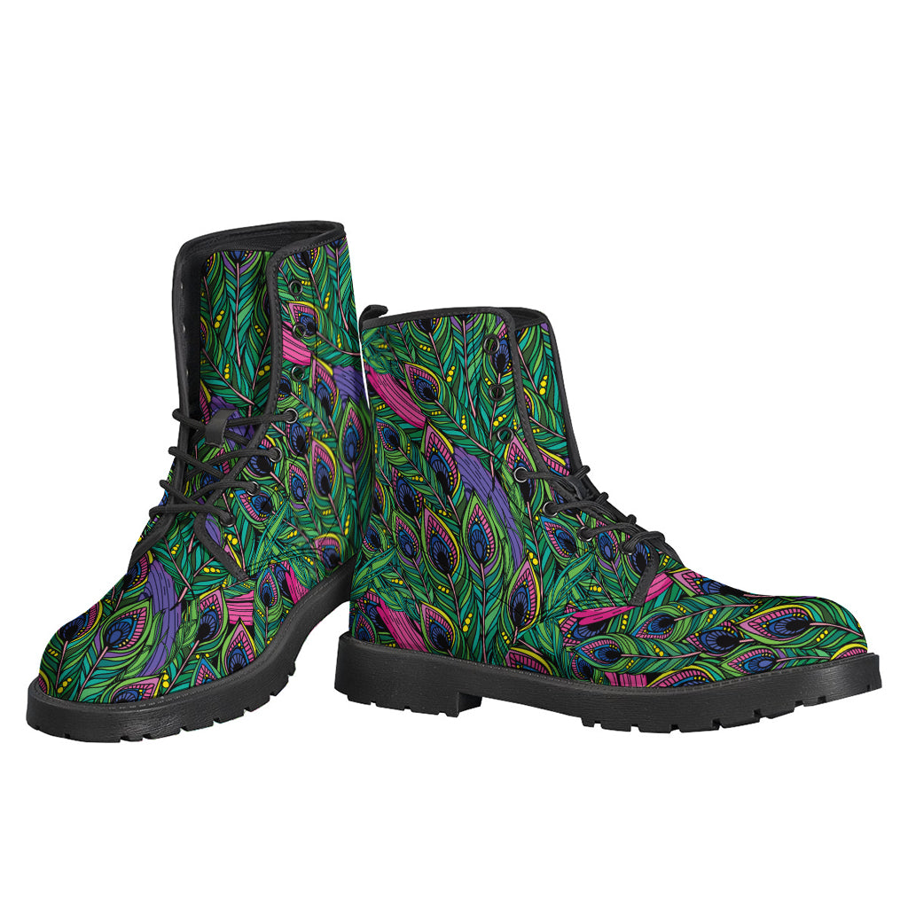 Boho Feathered Bliss: Leather Lightweight Boots for the Hippie Soul - 3