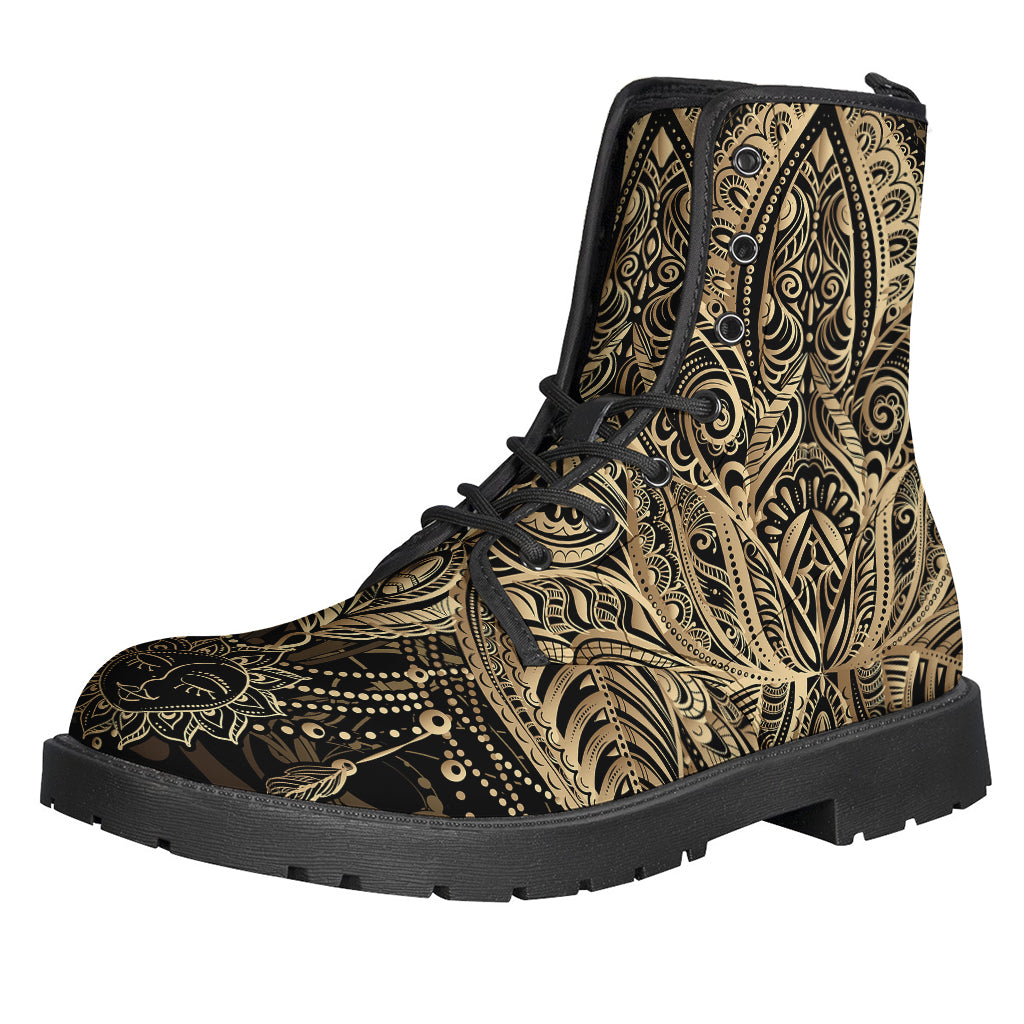 Lotus Flower Power: Boho Leather Lightweight Boots for Hippies - 1