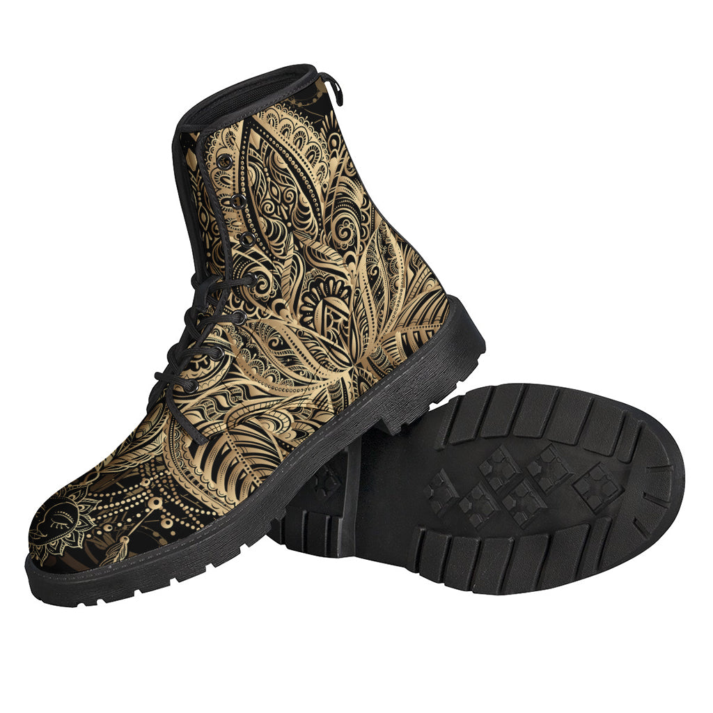 Lotus Flower Power: Boho Leather Lightweight Boots for Hippies - 2