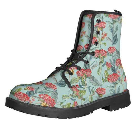 Bouvardia Pattern Print Leather Boots: Step Out in Hippie Style - 1