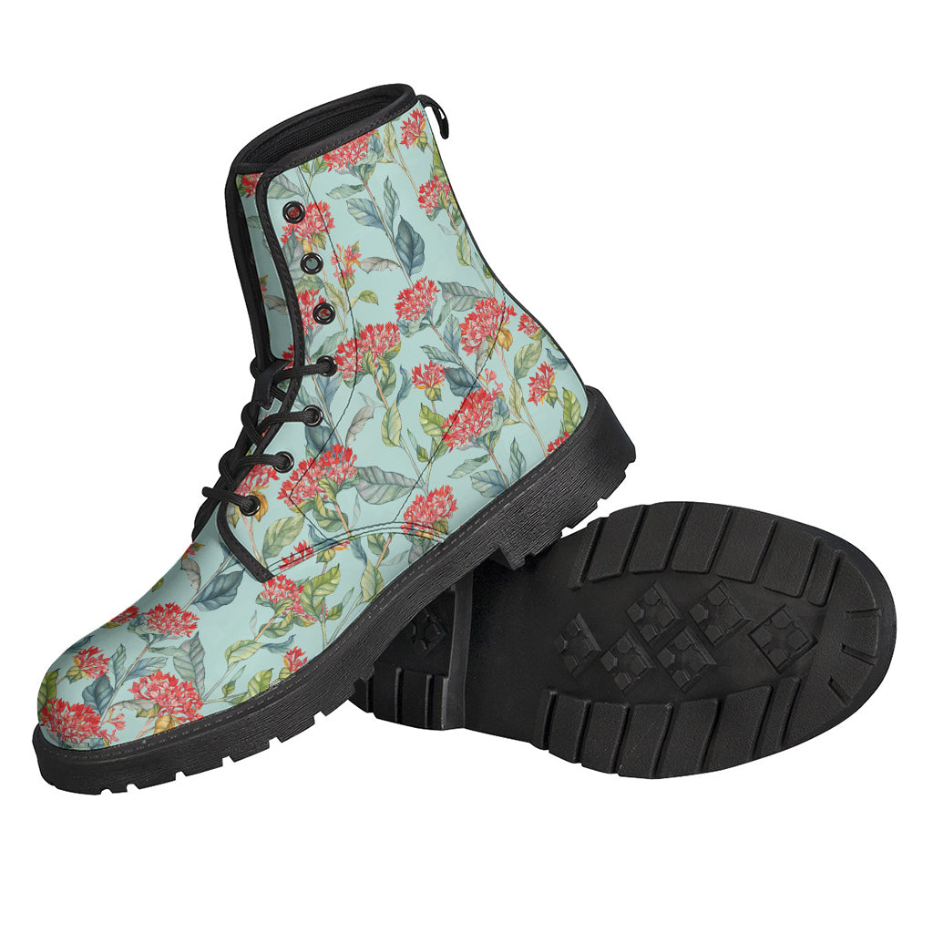 Bouvardia Pattern Print Leather Boots: Step Out in Hippie Style - 2