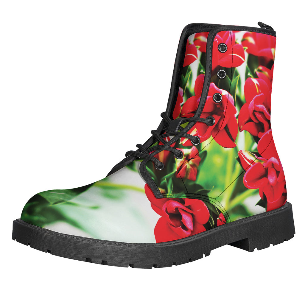 Bouvardia Plant Print Leather Boots: Must-Have Lightweight Footwear for Modern Hippies - 1