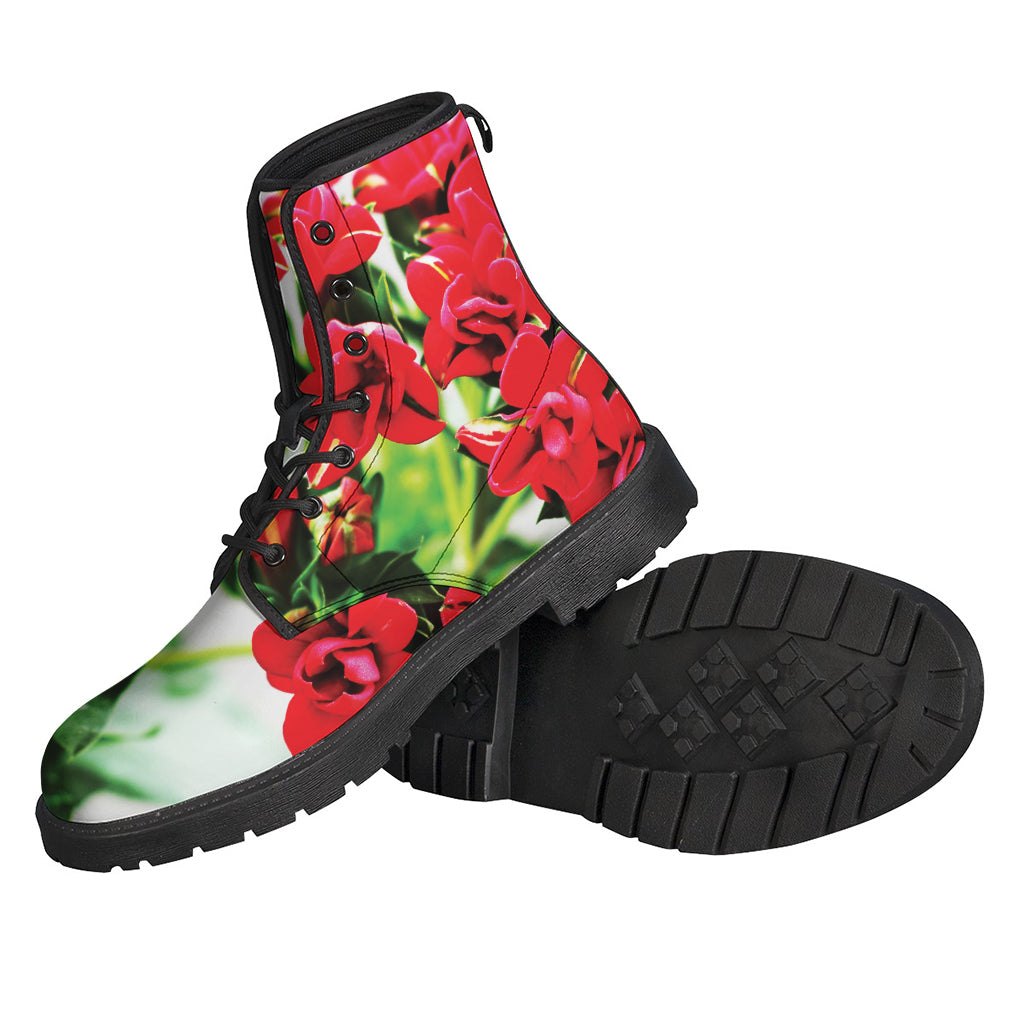 Bouvardia Plant Print Leather Boots: Must-Have Lightweight Footwear for Modern Hippies - 2