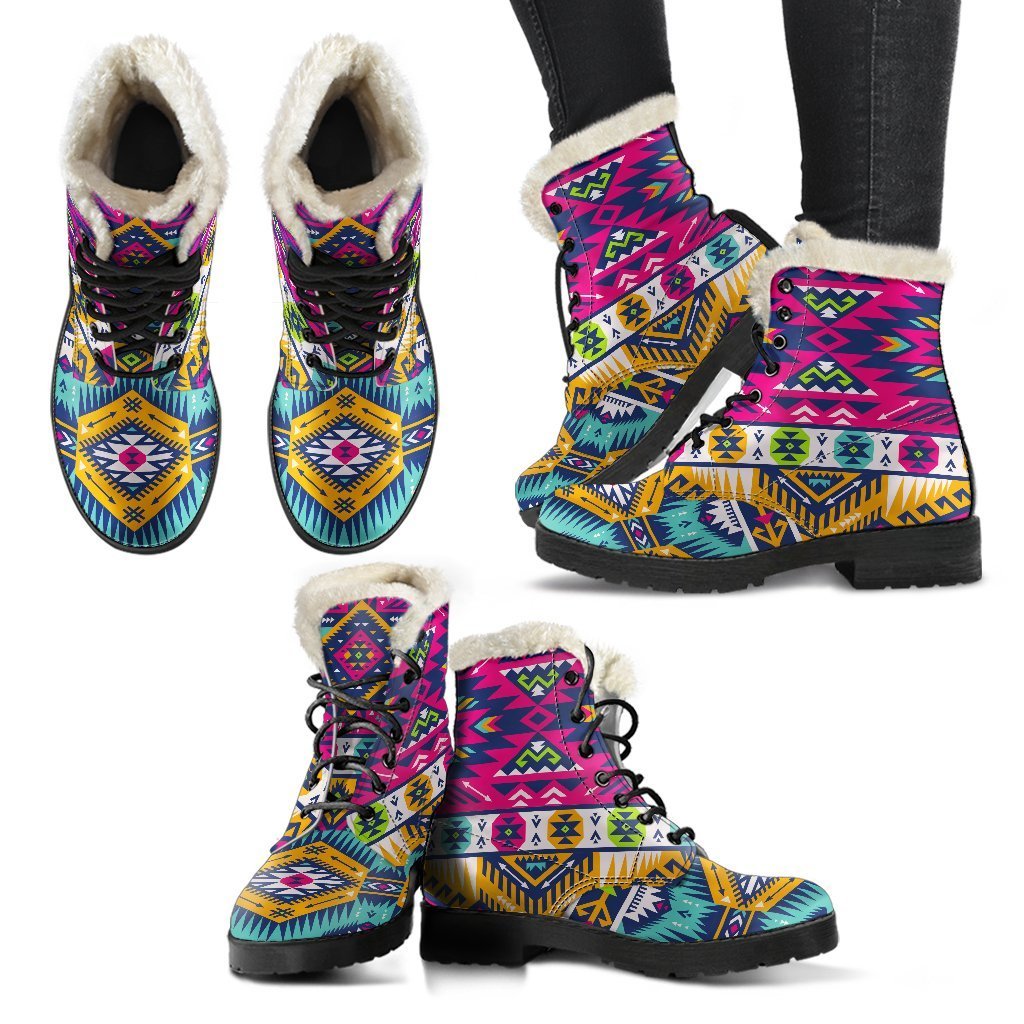 Groovy Aztec Faux Fur Leather Boots for the Modern Hippie - 2