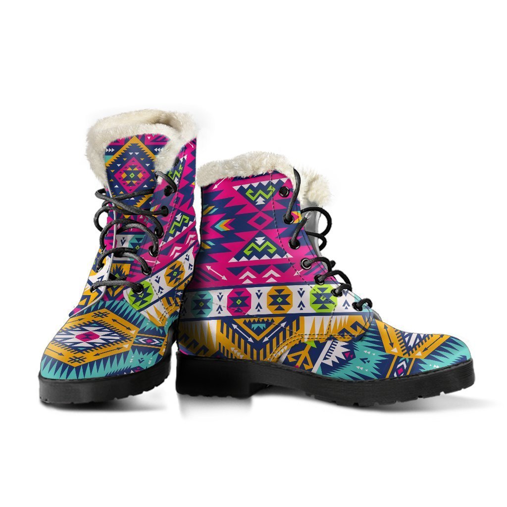 Groovy Aztec Faux Fur Leather Boots for the Modern Hippie - 3