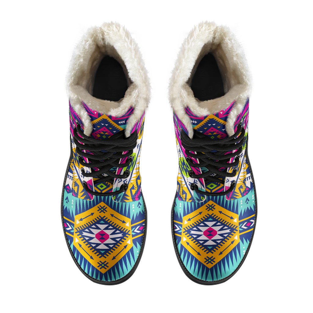 Groovy Aztec Faux Fur Leather Boots for the Modern Hippie - 4