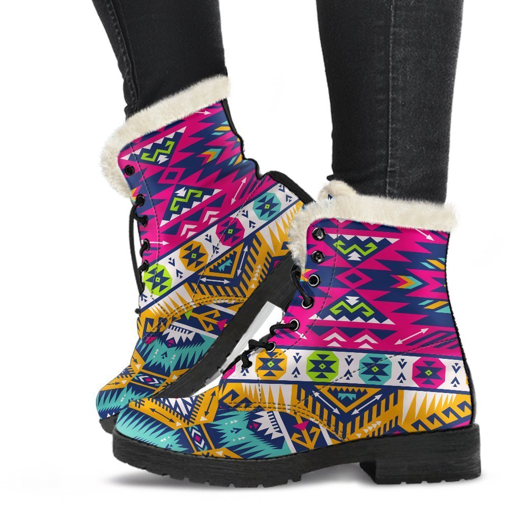 Groovy Aztec Faux Fur Leather Boots for the Modern Hippie - 1