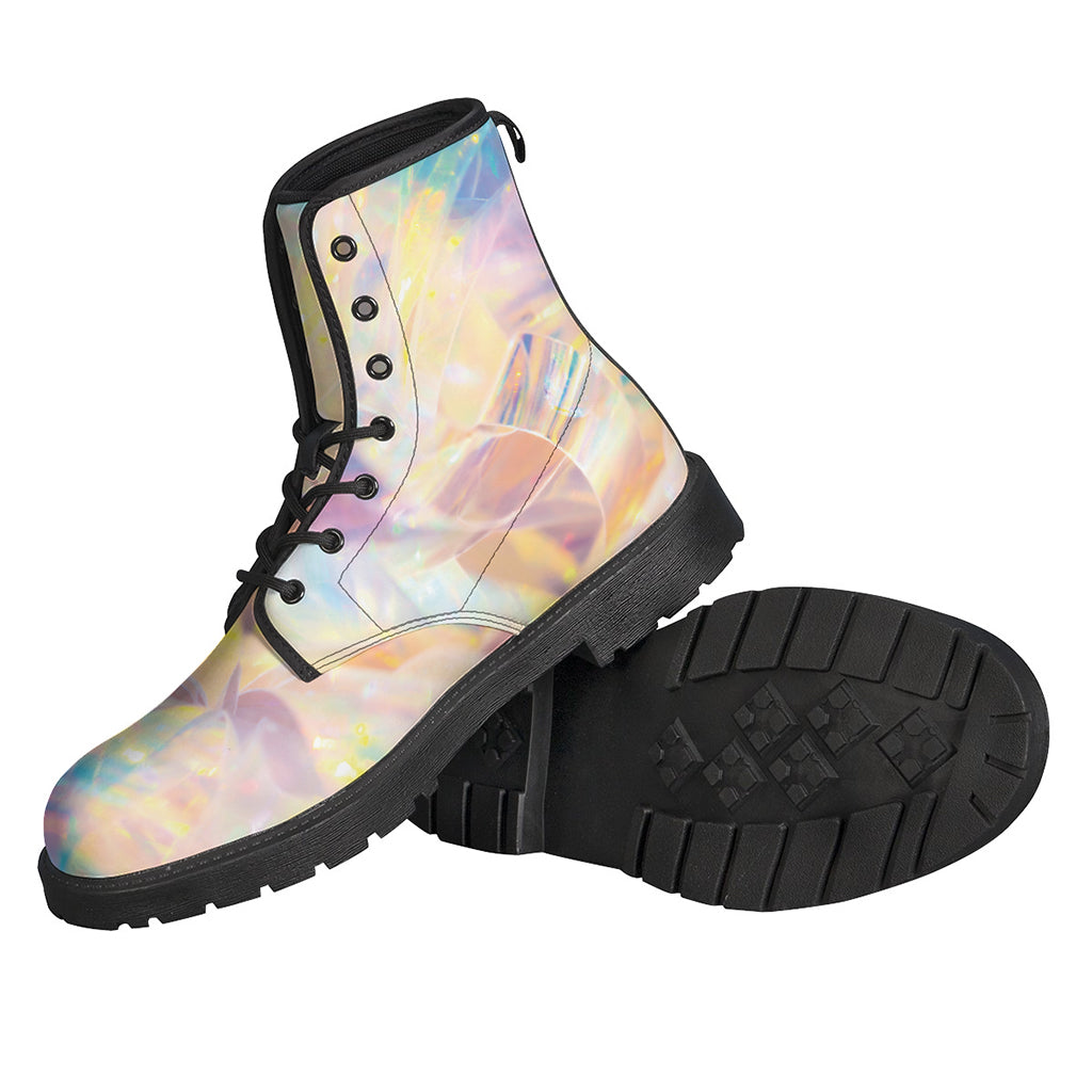 Groovy Vibes: Holographic Leather Lightweight Boots for the Free-Spirited Hippie - 2