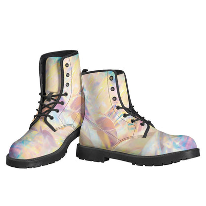 Groovy Vibes: Holographic Leather Lightweight Boots for the Free-Spirited Hippie - 3