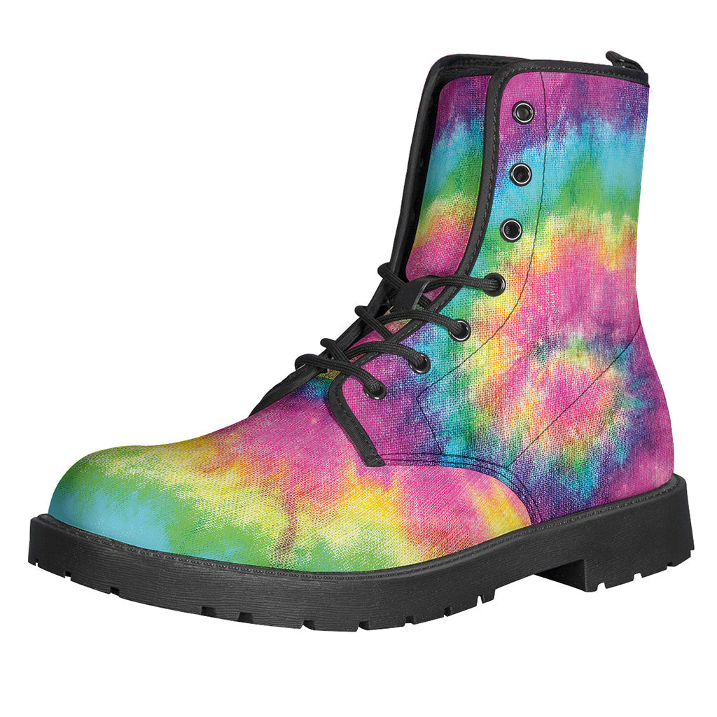 Spiritual Spiral Tie-Dye Leather Boots for Stylish Hippies - 1