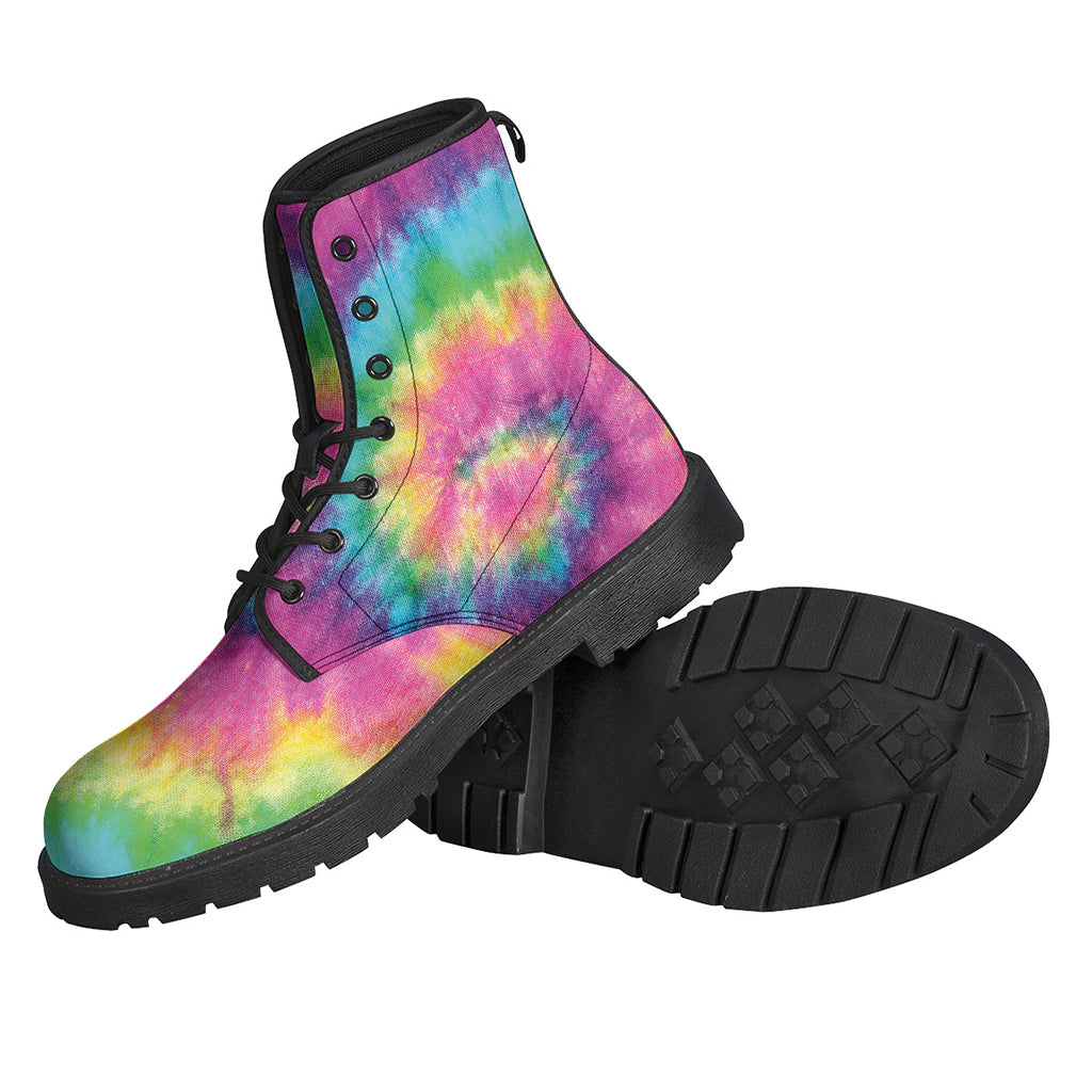 Spiritual Spiral Tie-Dye Leather Boots for Stylish Hippies - 2