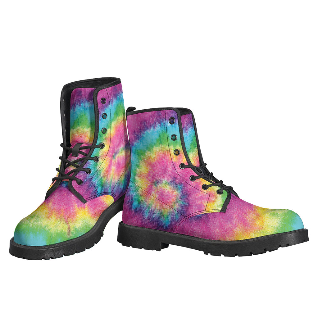 Spiritual Spiral Tie-Dye Leather Boots for Stylish Hippies - 3