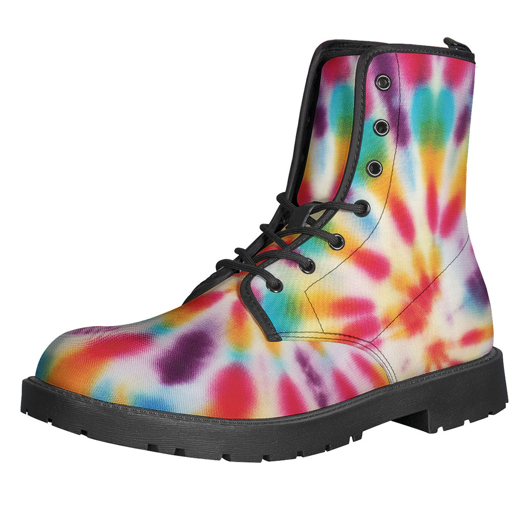 Groovy Swirl Tie-Dye Leather Boots for the Free-Spirited Hippie - 1