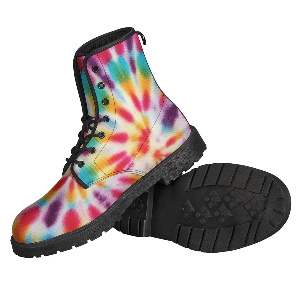 Groovy Swirl Tie-Dye Leather Boots for the Free-Spirited Hippie - 2